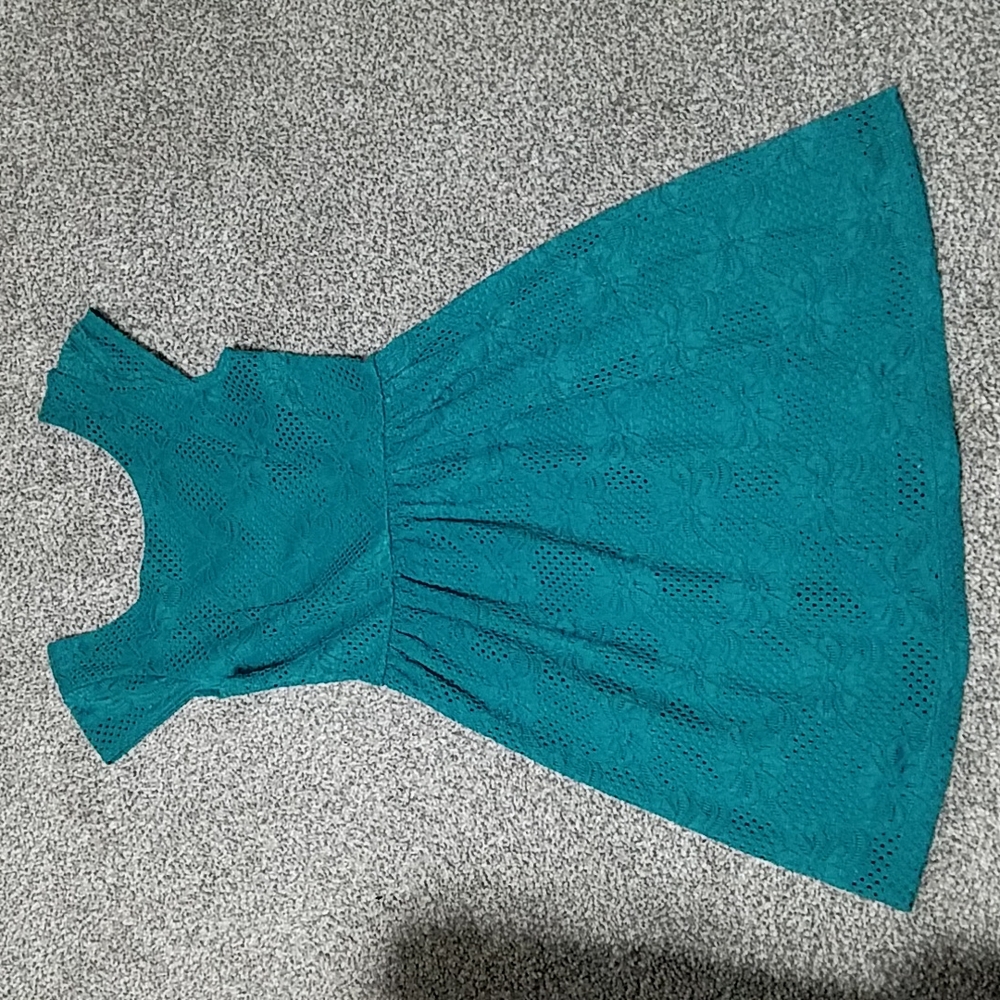 Teal Crocheted Lace Dress